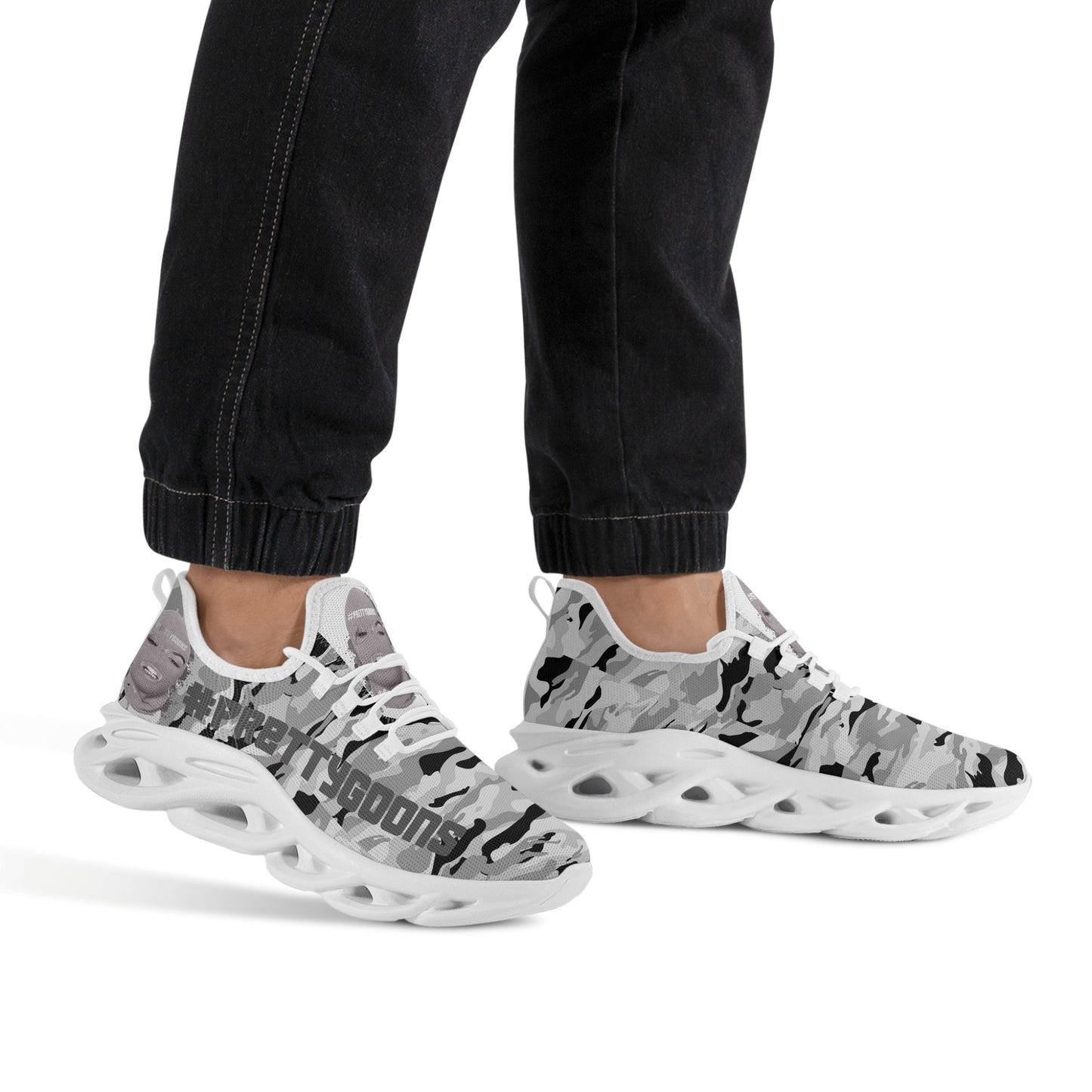 Pretty Goons Alpha 1 Men's Flex Control Sneakers Black/White Camo