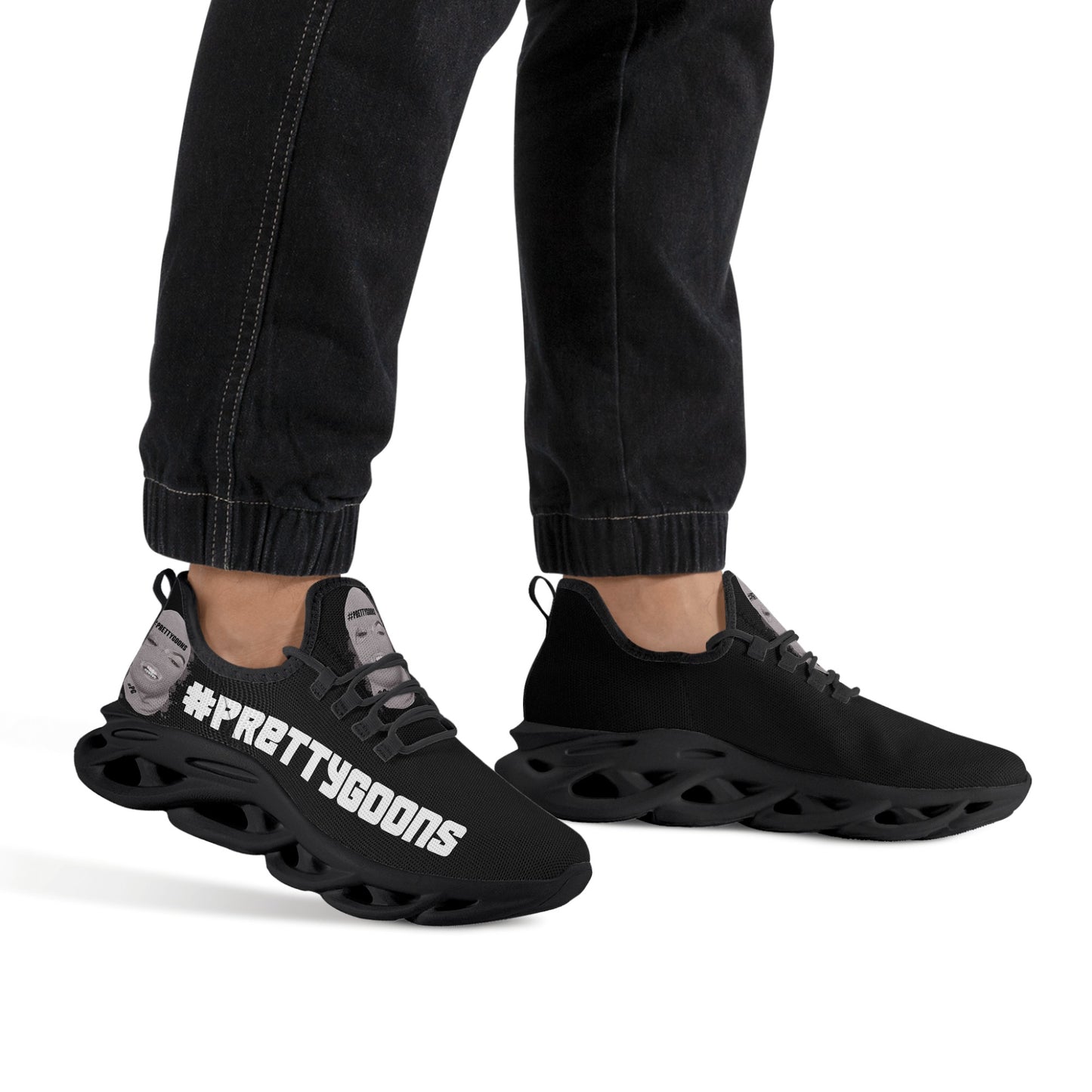 Pretty Goons Alpha 1 Men's Flex Control Sneakers (Black/White)