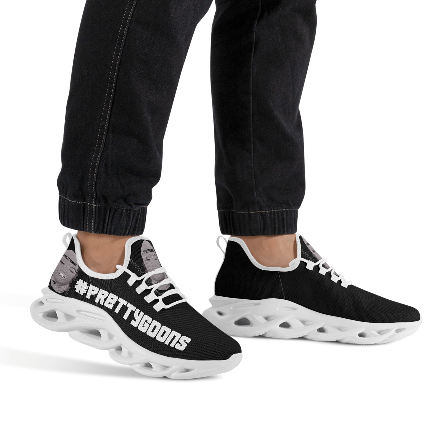 Pretty Goons Alpha 1 Men's Flex Control Sneakers (Black/White)