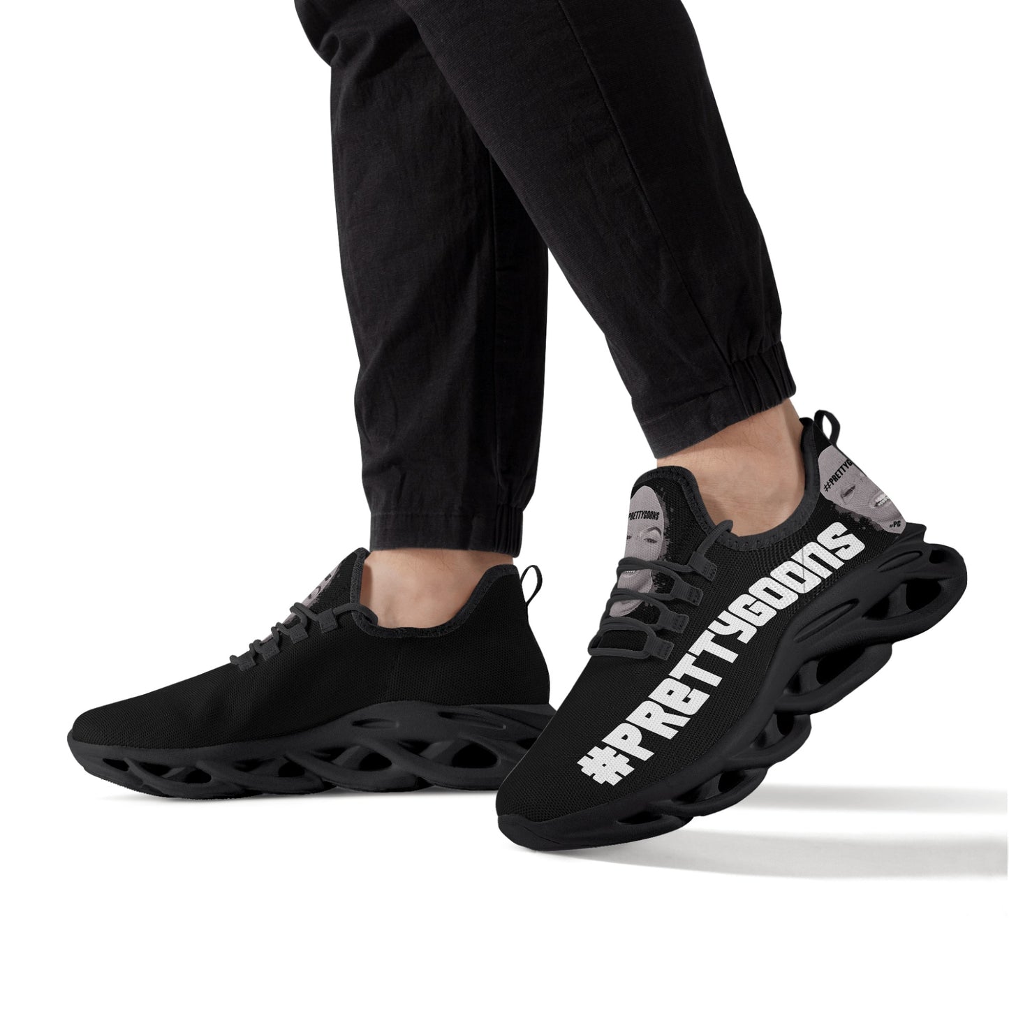 Pretty Goons Alpha 1 Men's Flex Control Sneakers (Black/White)