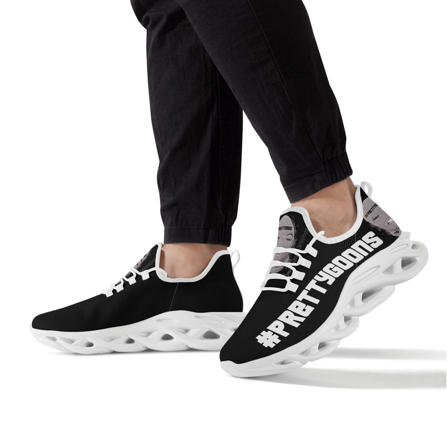 Pretty Goons Alpha 1 Men's Flex Control Sneakers (Black/White)