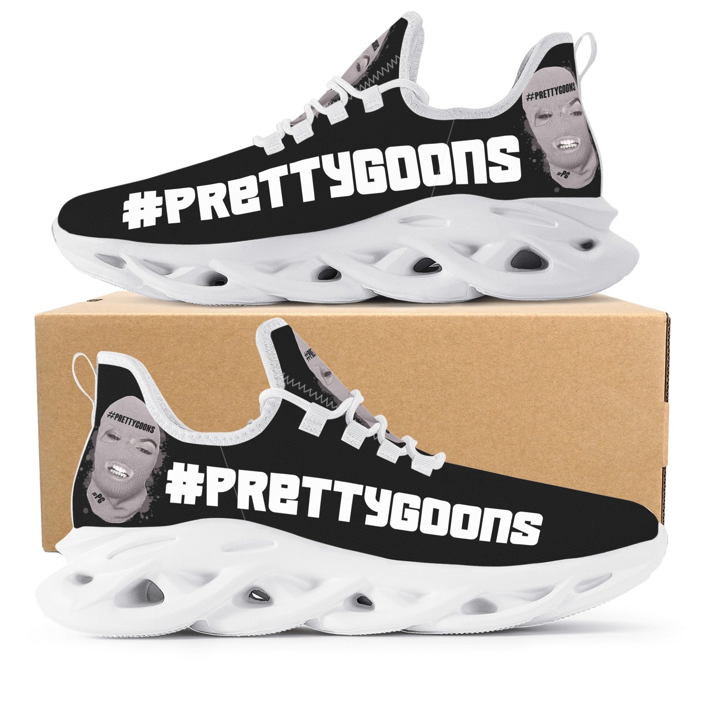 Pretty Goons Alpha 1 Men's Flex Control Sneakers (Black/White)