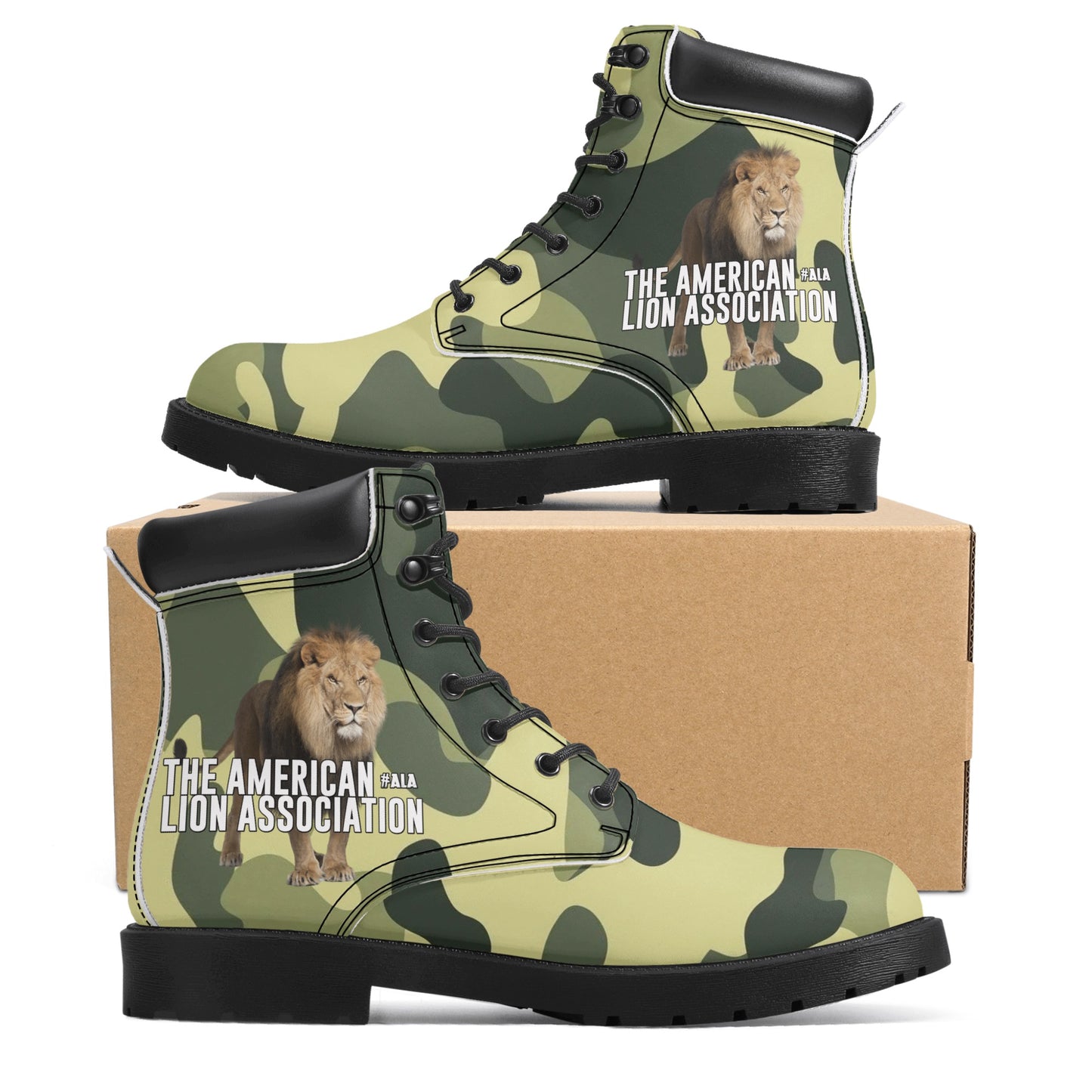 ALA Lion Heart Men's All Season Leather Boots (Green Camo)