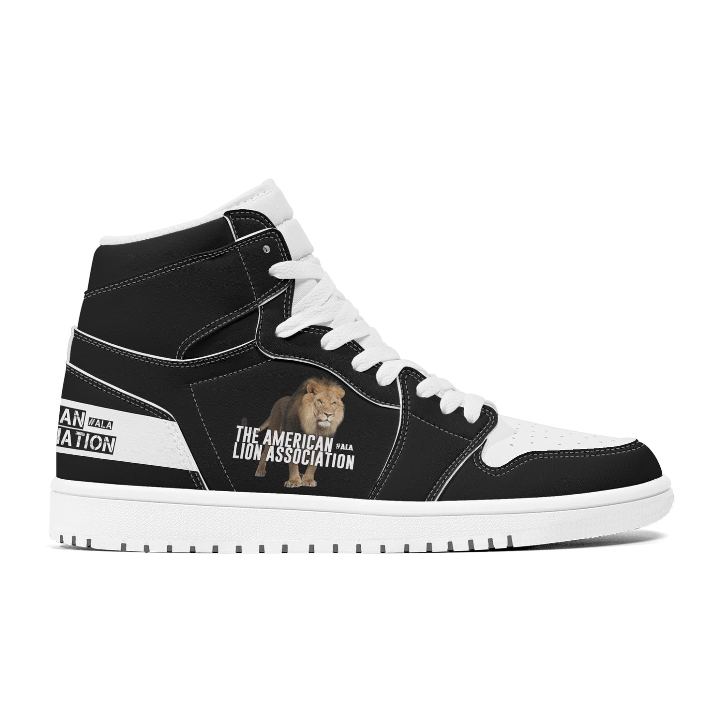 ALA Shimel Men's High Top Skateboard Sneakers (Black/White)