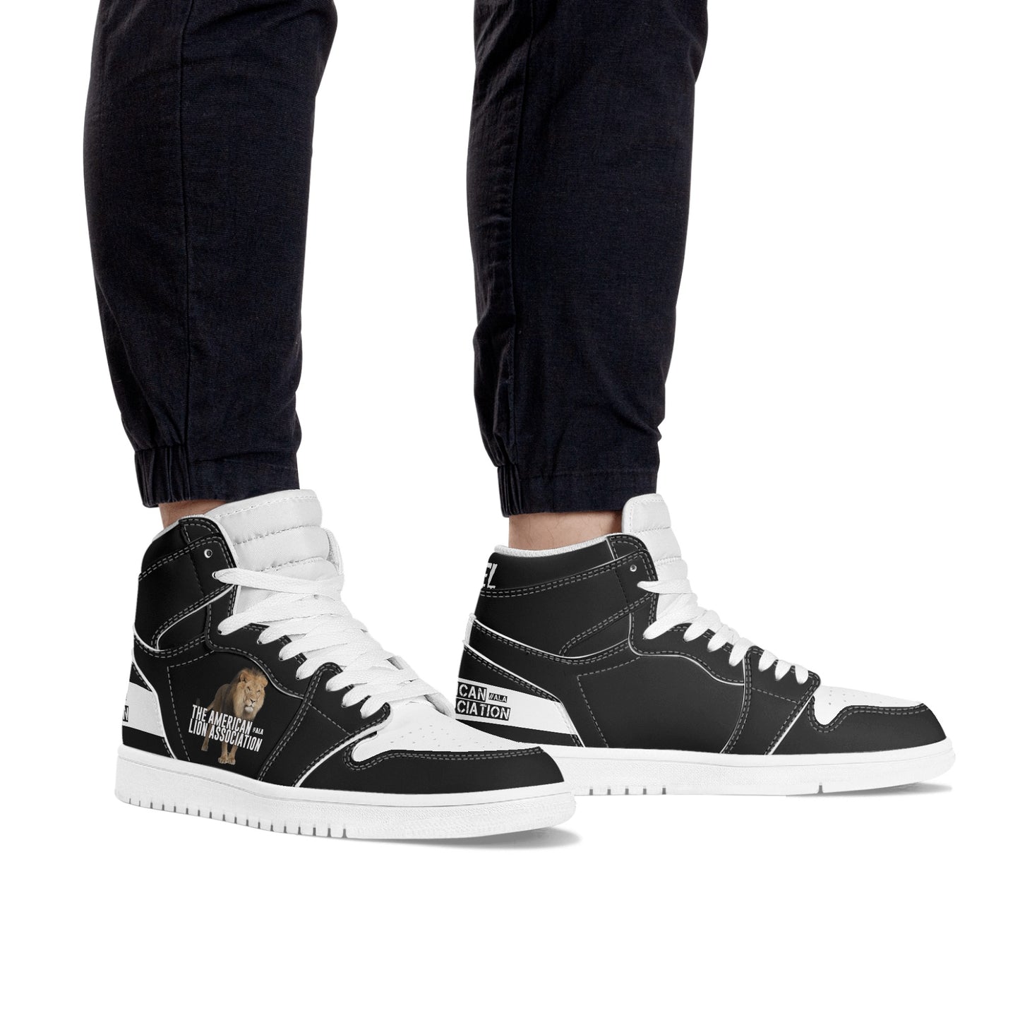 ALA Shimel Men's High Top Skateboard Sneakers (Black/White)