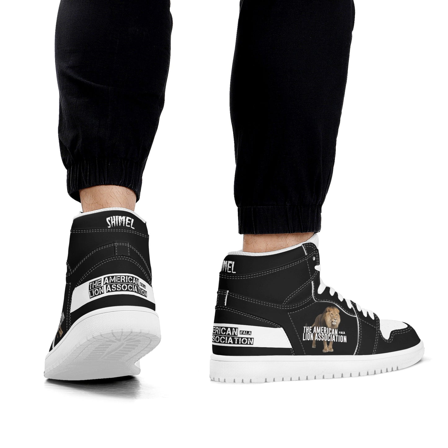 ALA Shimel Men's High Top Skateboard Sneakers (Black/White)