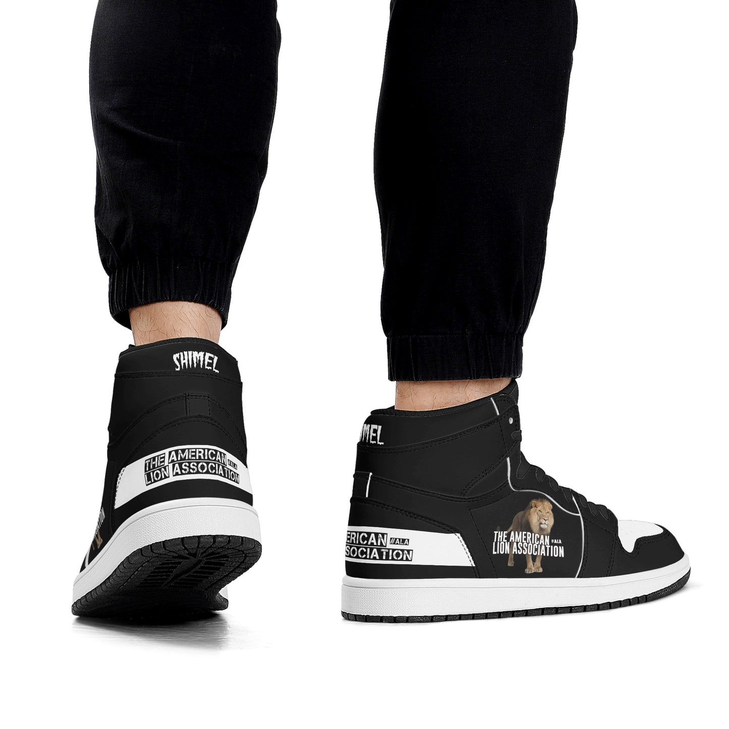 ALA Shimel Men's High Top Skateboard Sneakers (Black/White)