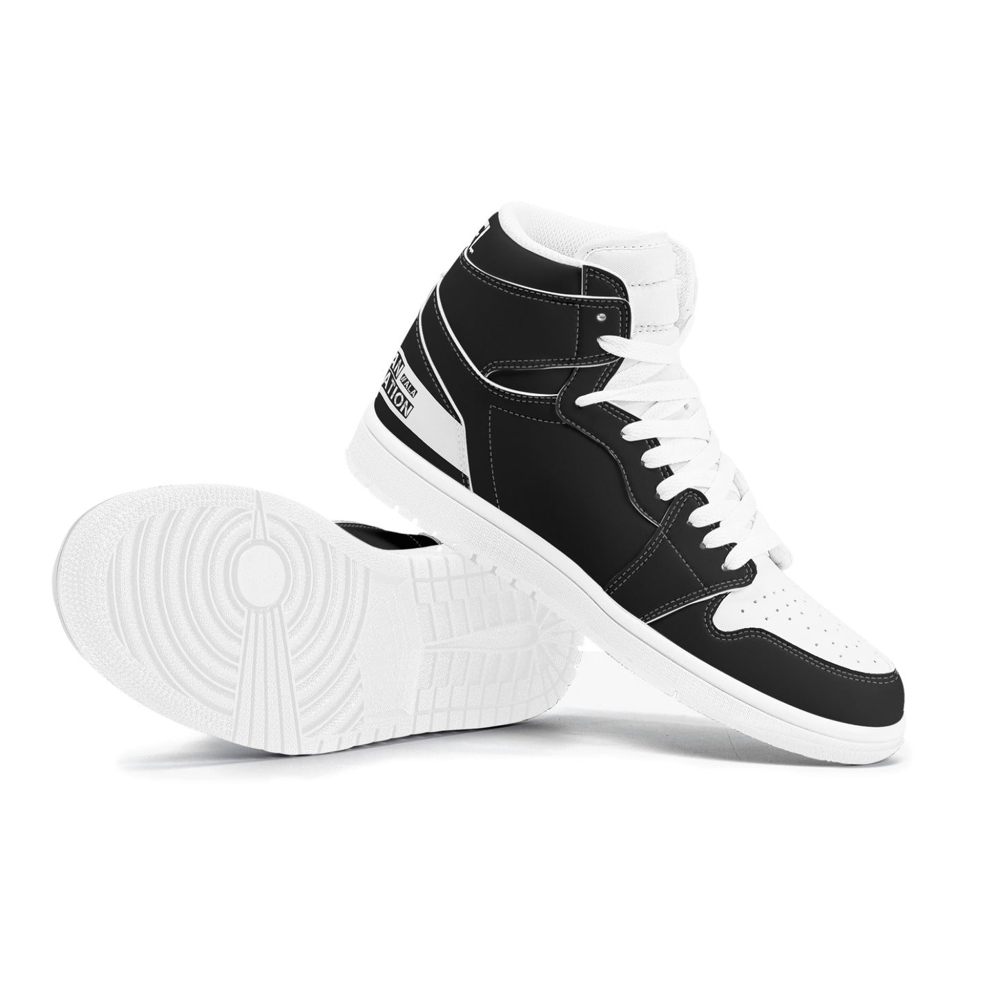 ALA Shimel Men's High Top Skateboard Sneakers (Black/White)