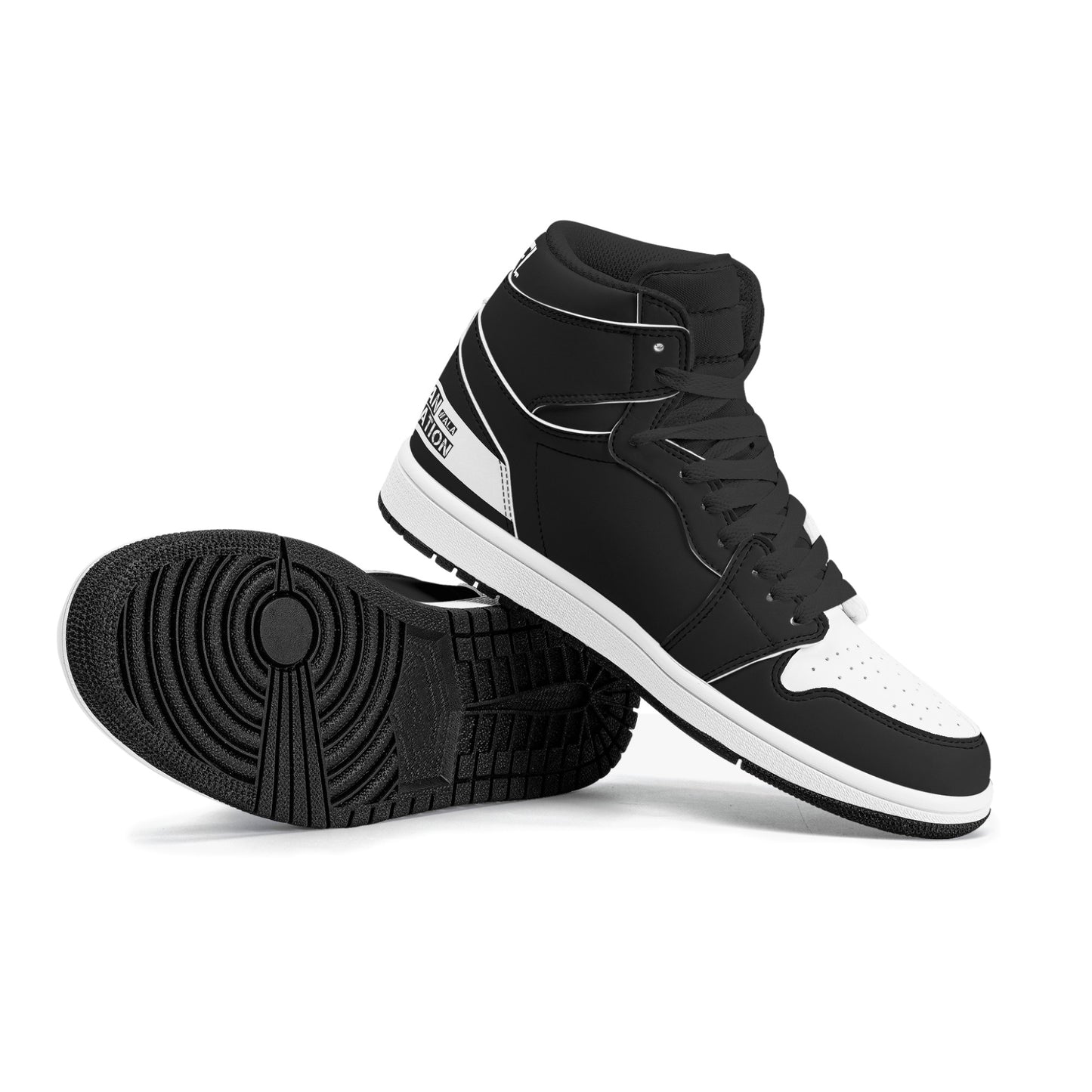 ALA Shimel Men's High Top Skateboard Sneakers (Black/White)