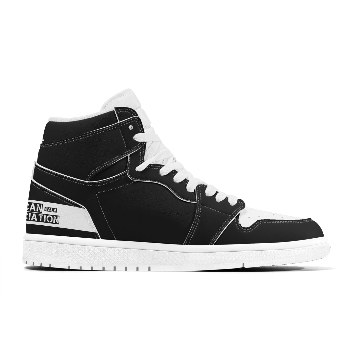 ALA Shimel Men's High Top Skateboard Sneakers (Black/White)