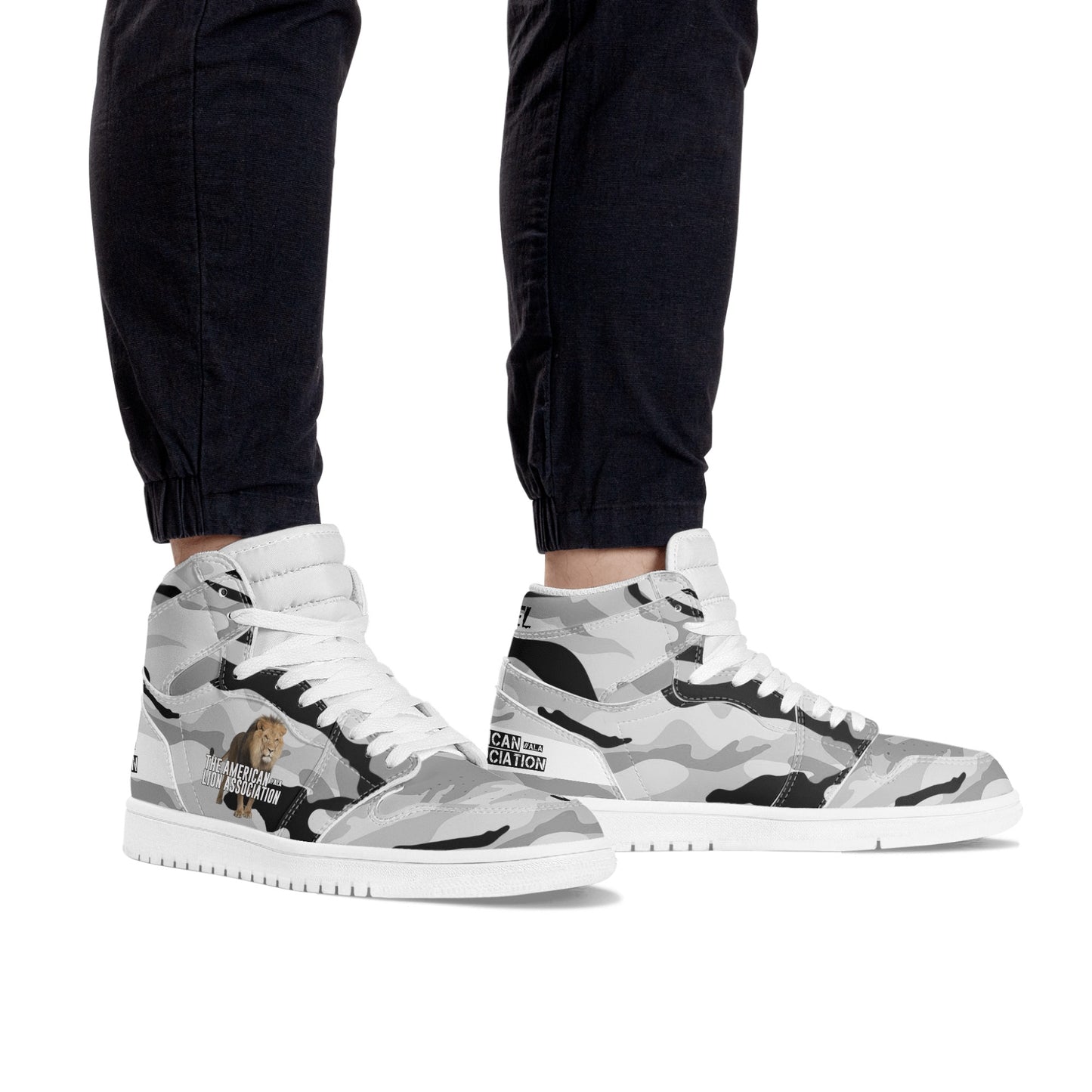 ALA Shimel Men's High Top Skateboard Sneakers (White/Black)