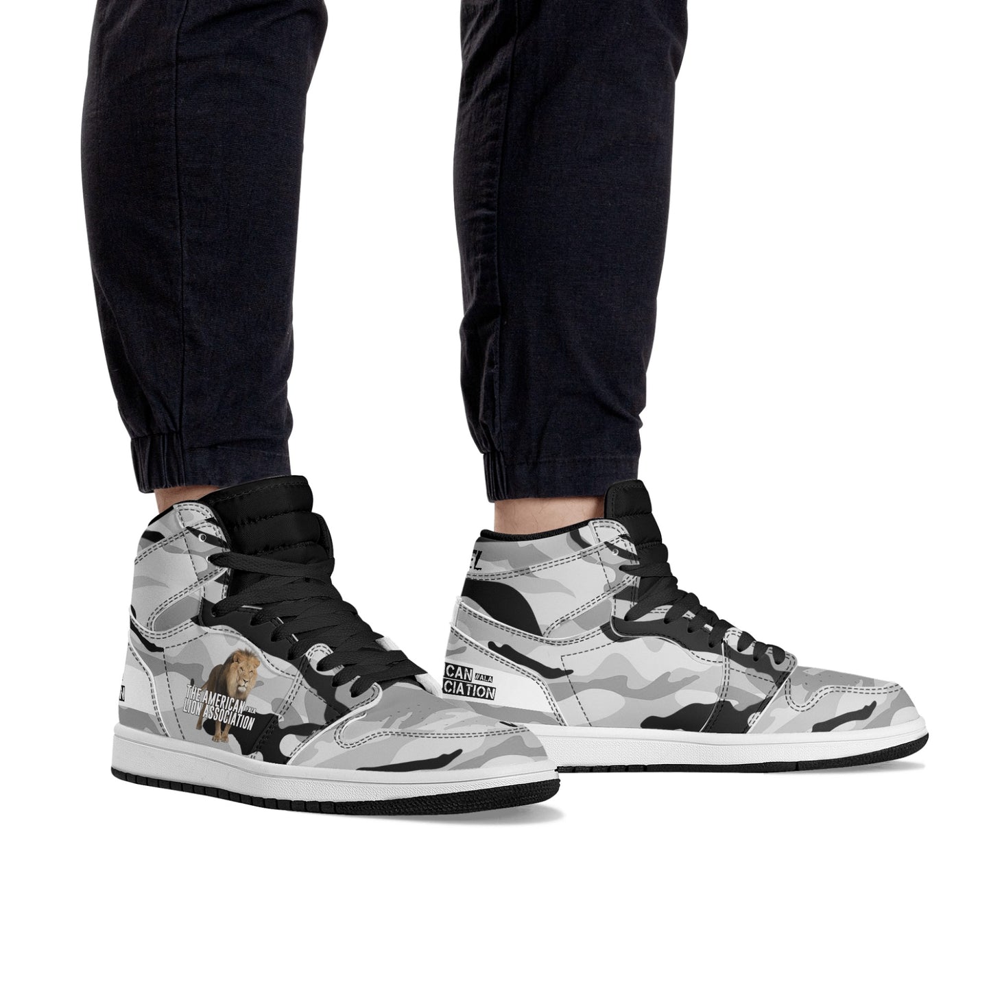 ALA Shimel Men's High Top Skateboard Sneakers (White/Black)