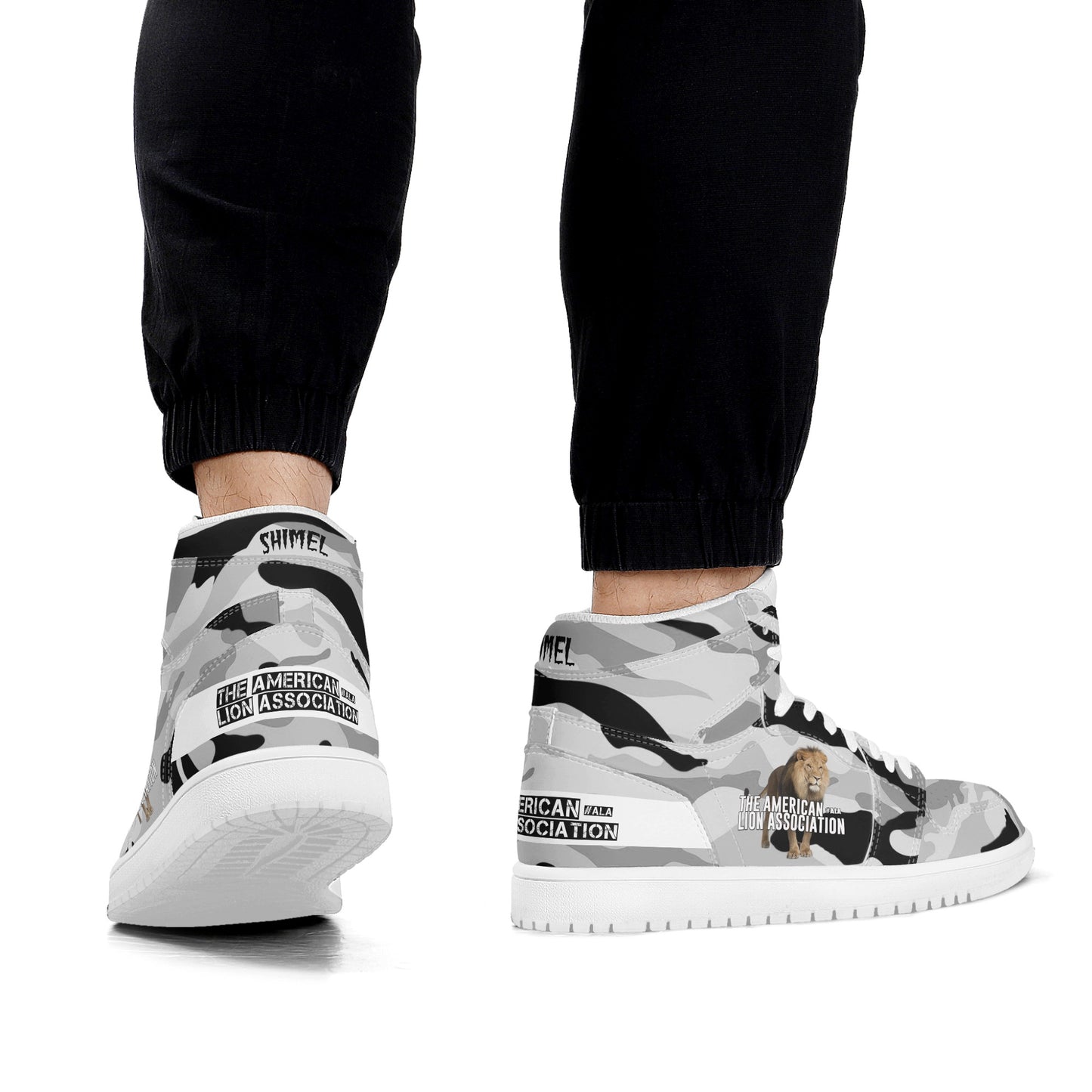 ALA Shimel Men's High Top Skateboard Sneakers (White/Black)