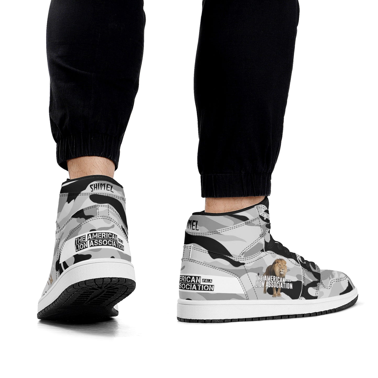 ALA Shimel Men's High Top Skateboard Sneakers (White/Black)