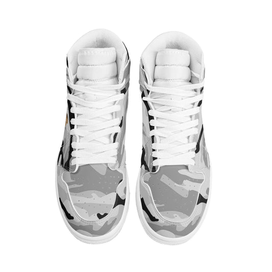 ALA Shimel Men's High Top Skateboard Sneakers (White/Black)