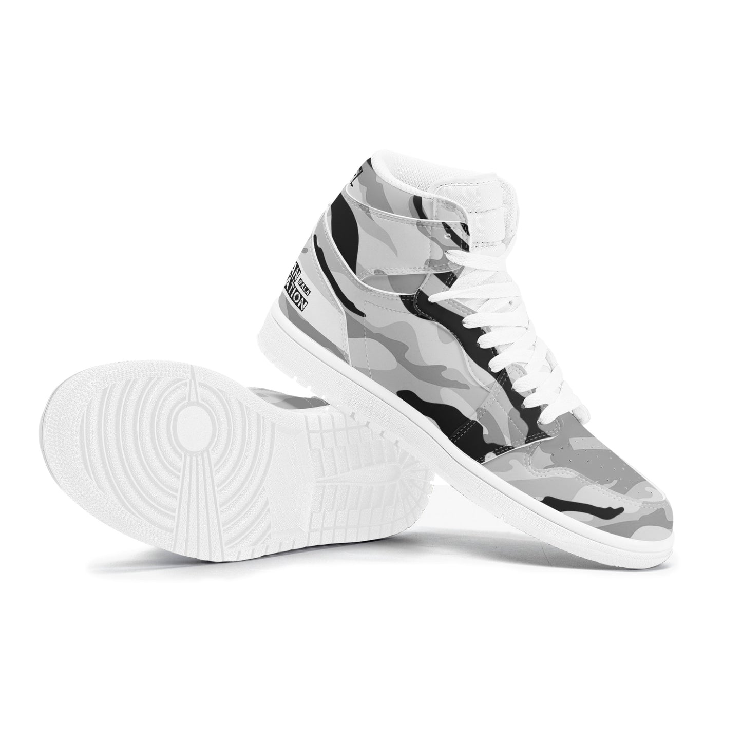 ALA Shimel Men's High Top Skateboard Sneakers (White/Black)