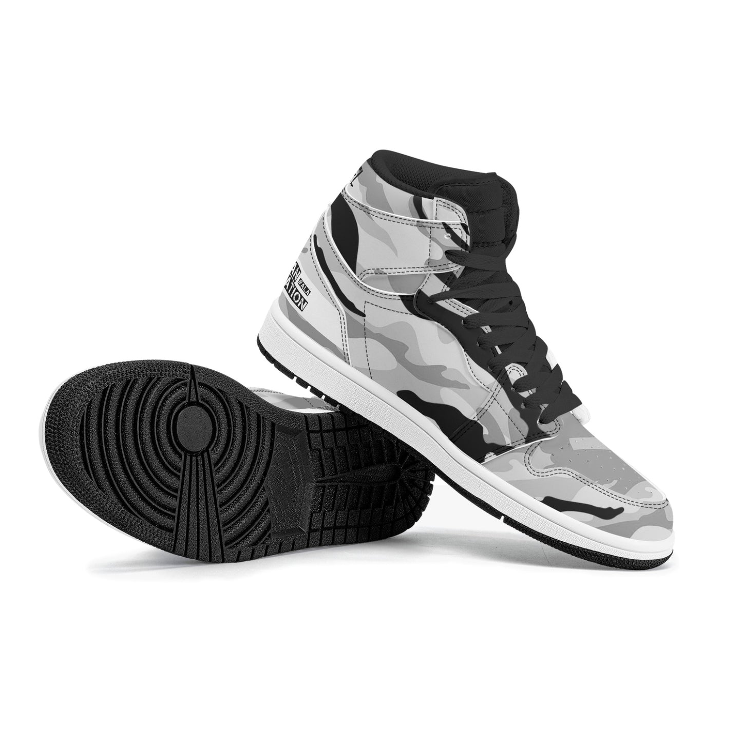 ALA Shimel Men's High Top Skateboard Sneakers (White/Black)