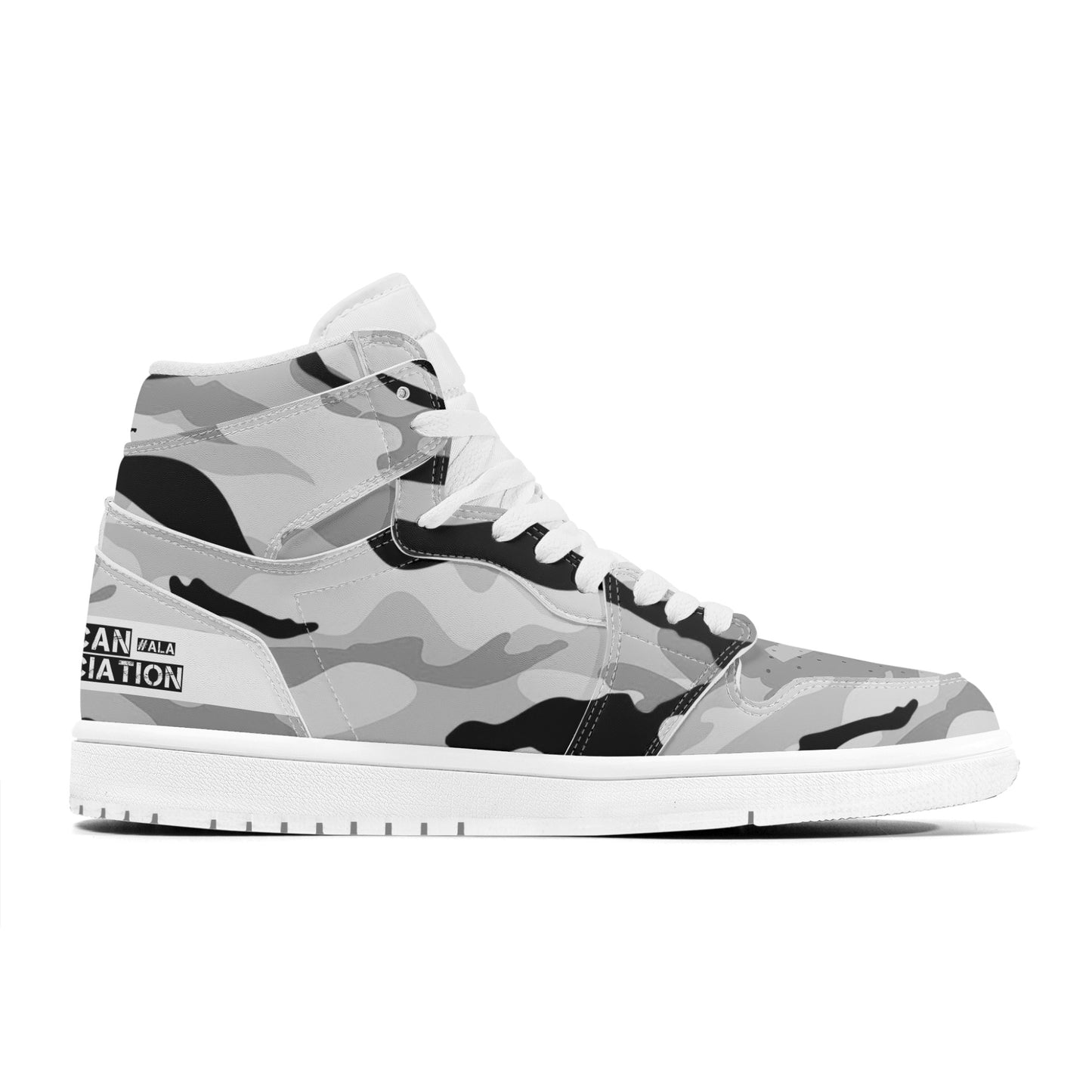 ALA Shimel Men's High Top Skateboard Sneakers (White/Black)