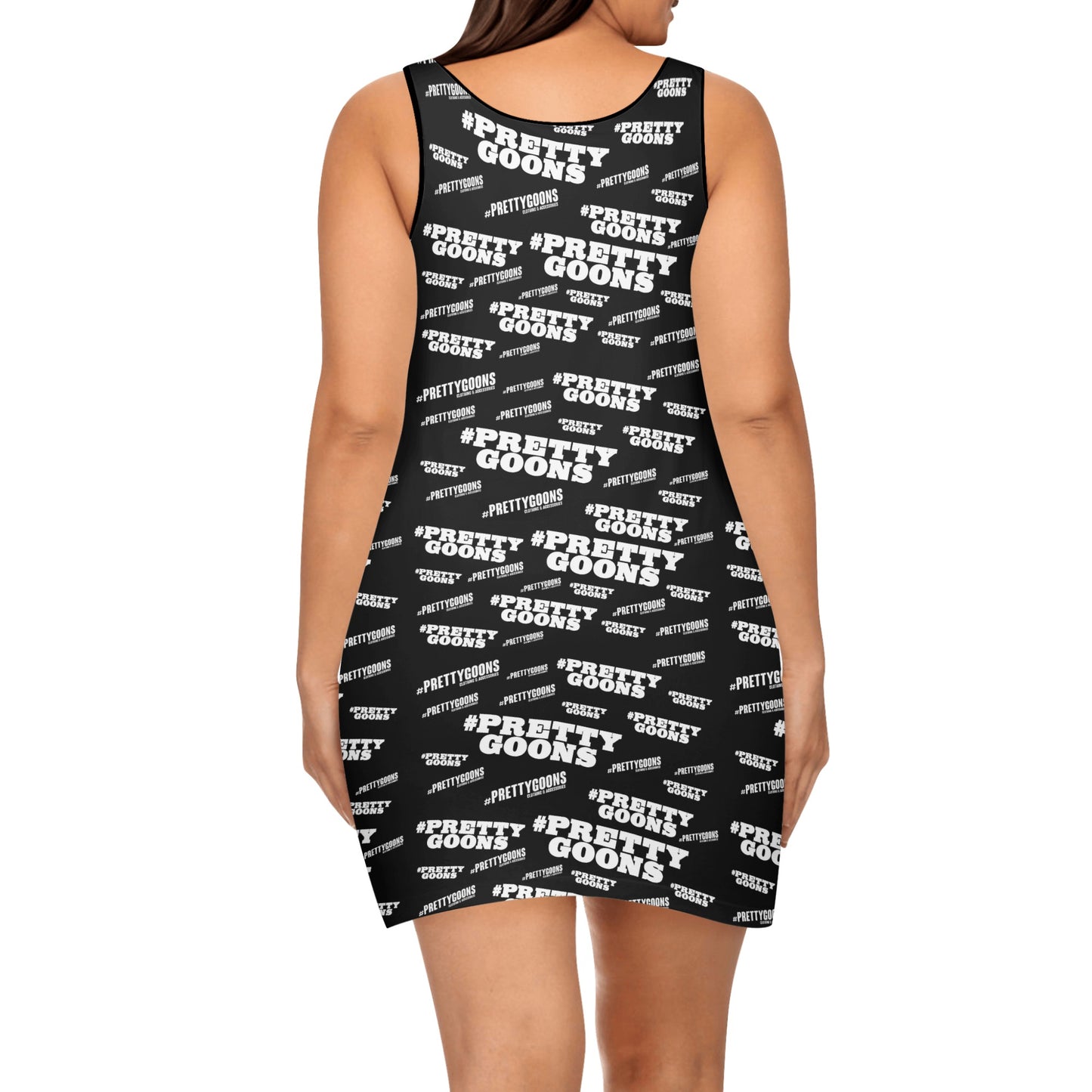 Pretty Goons Women's Elegant Sleeveless Mini Dress (Black/White)