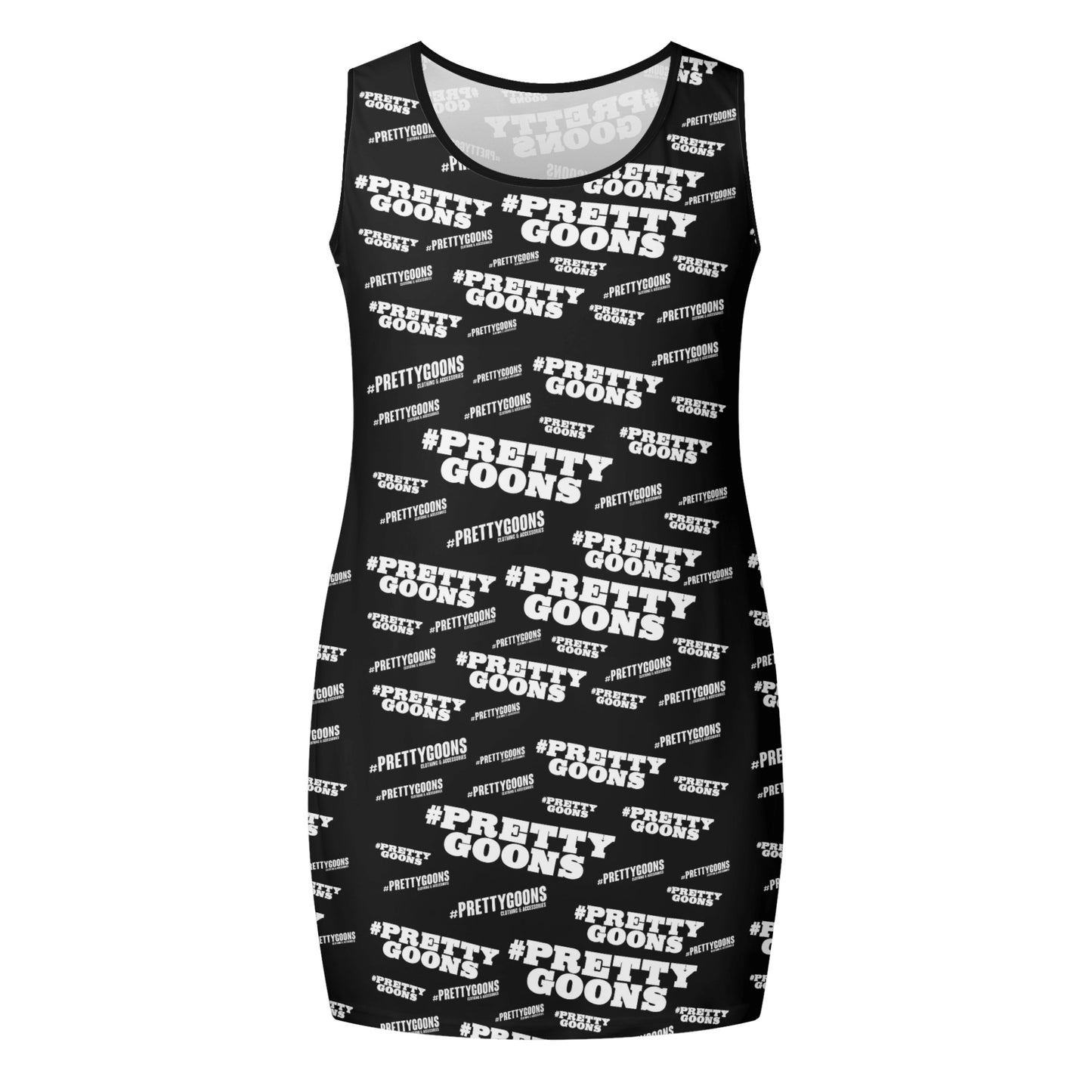 Pretty Goons Women's Elegant Sleeveless Mini Dress (Black/White)