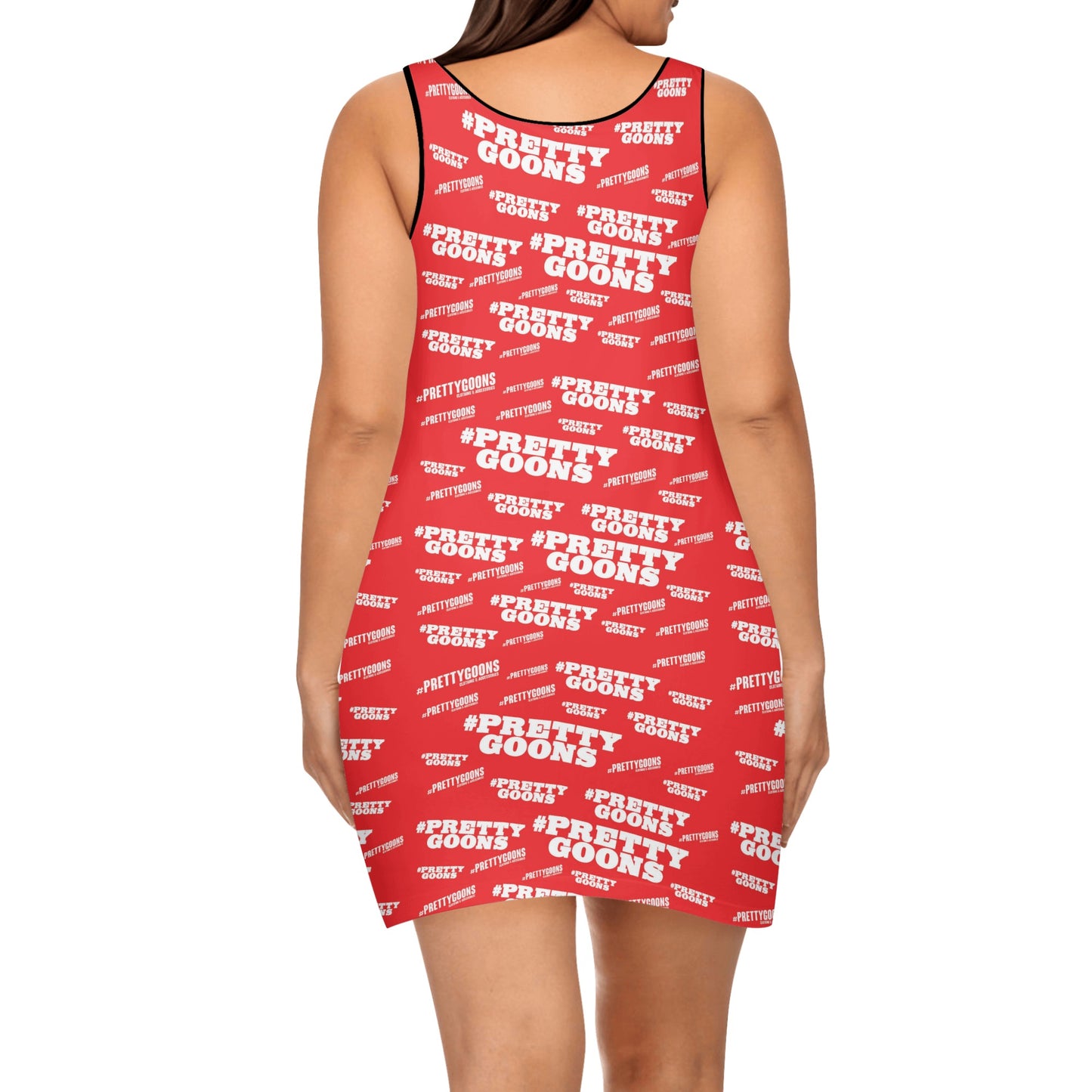 Pretty Goons Women's Elegant Sleeveless Mini Dress (Red/White)