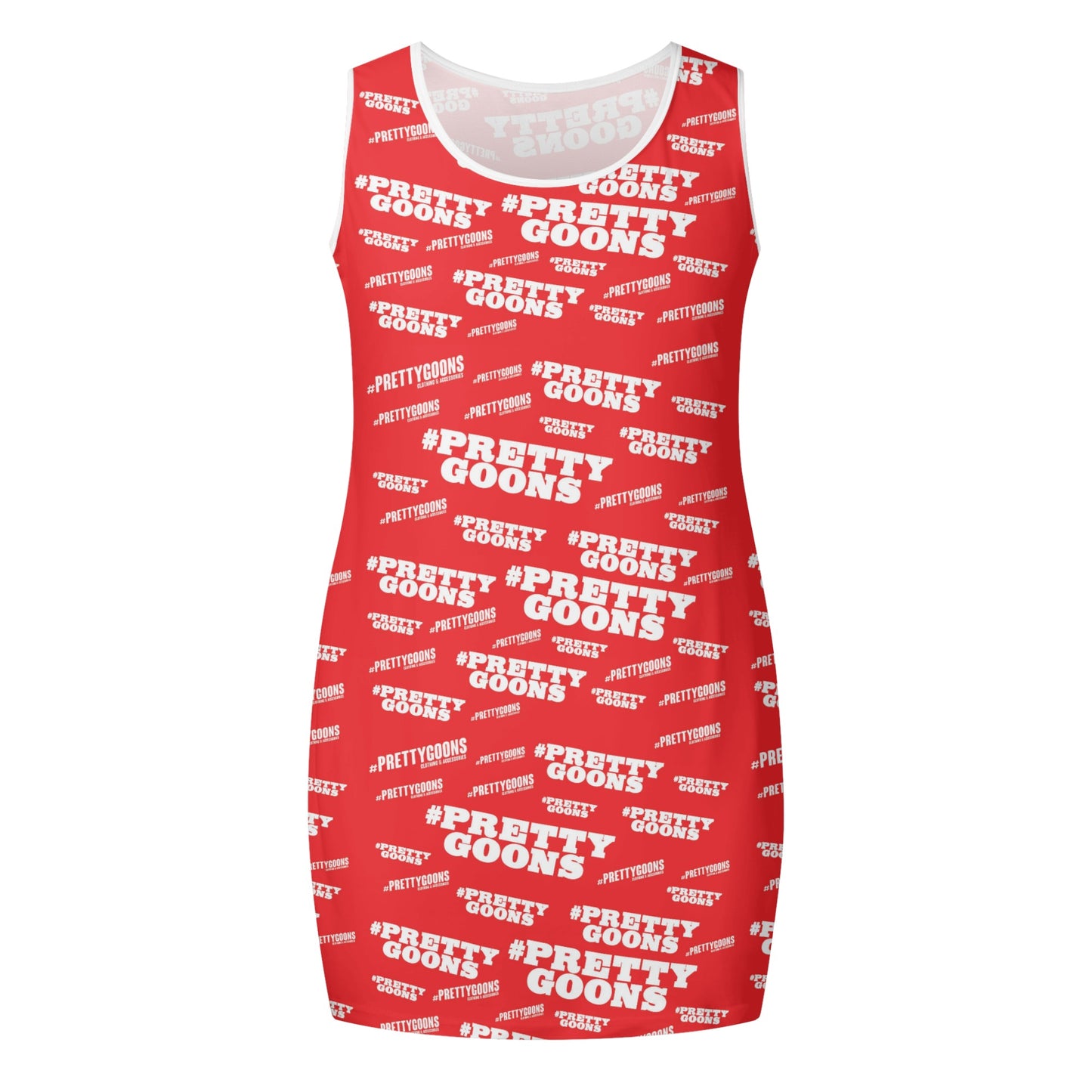 Pretty Goons Women's Elegant Sleeveless Mini Dress (Red/White)