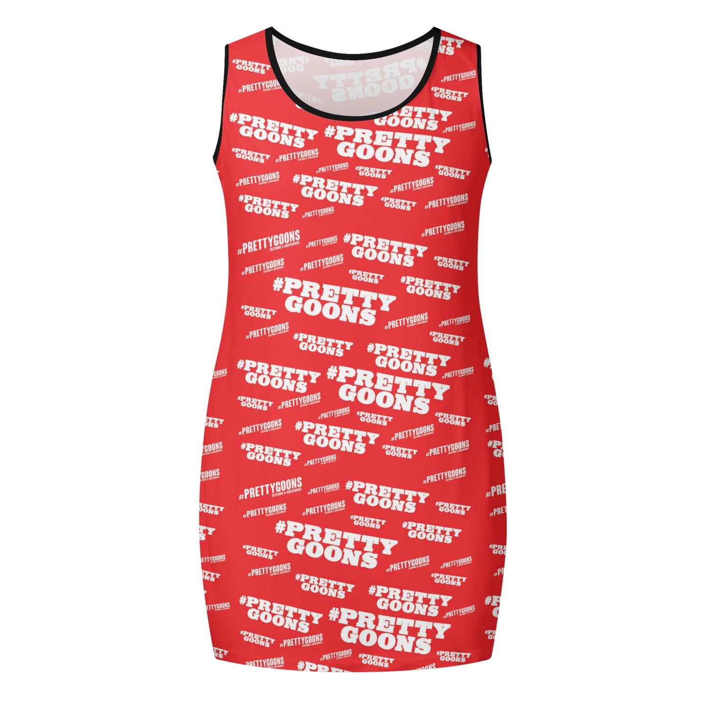 Pretty Goons Women's Elegant Sleeveless Mini Dress (Red/White)