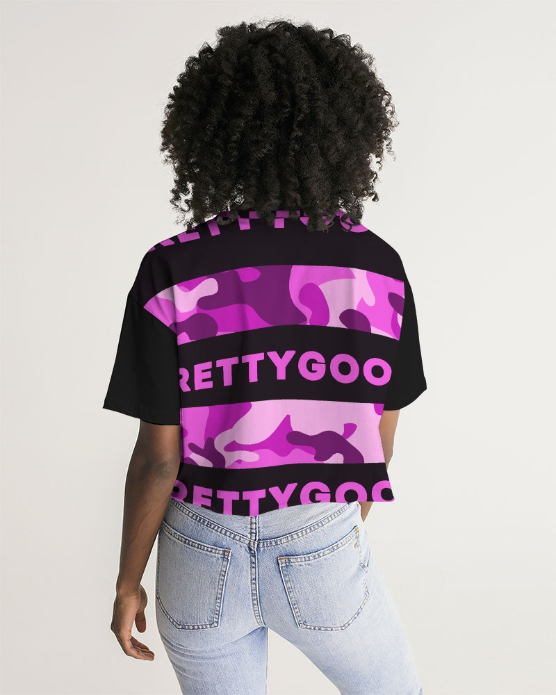 Pretty Goons Purple Camo Women's Lounge Cropped Tee