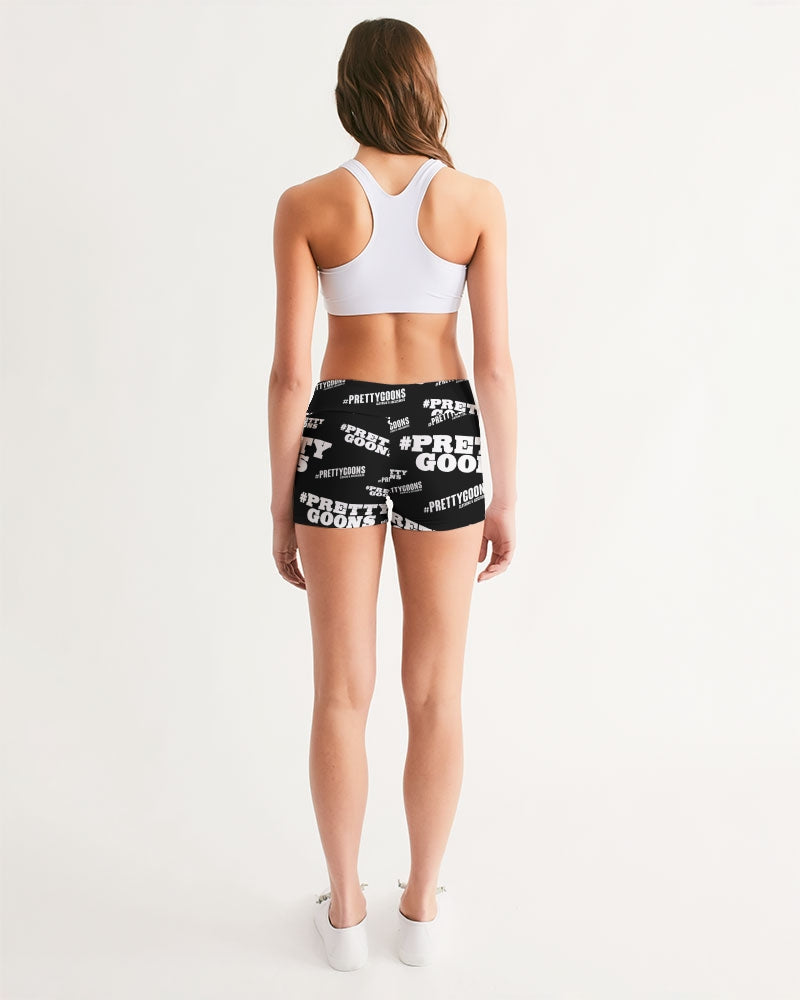 Pretty Goons Duped BLACK Women's Mid-Rise Yoga Shorts