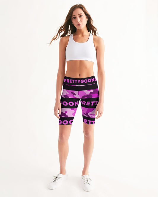 Pretty Goons Purple Camo Women's Mid-Rise Bike Shorts