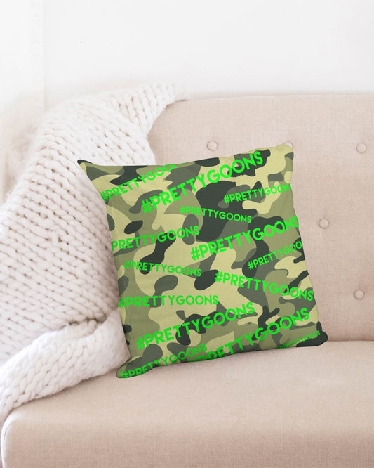 Pretty Goons Green Camo Throw Pillow Case 18"x18"