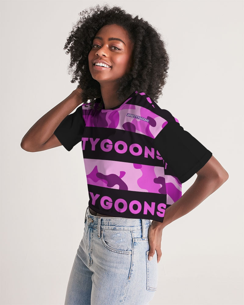 Pretty Goons Purple Camo Women's Lounge Cropped Tee