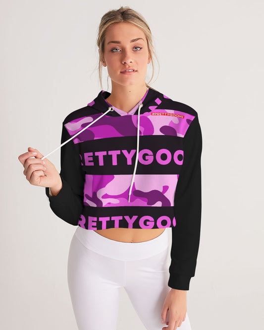 Pretty Goons Purple Camo Women's Cropped Hoodie