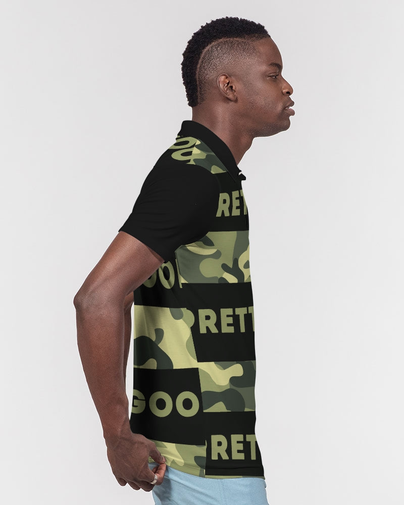 Pretty Goons GREEN Camo Men's Slim Fit Short Sleeve Polo
