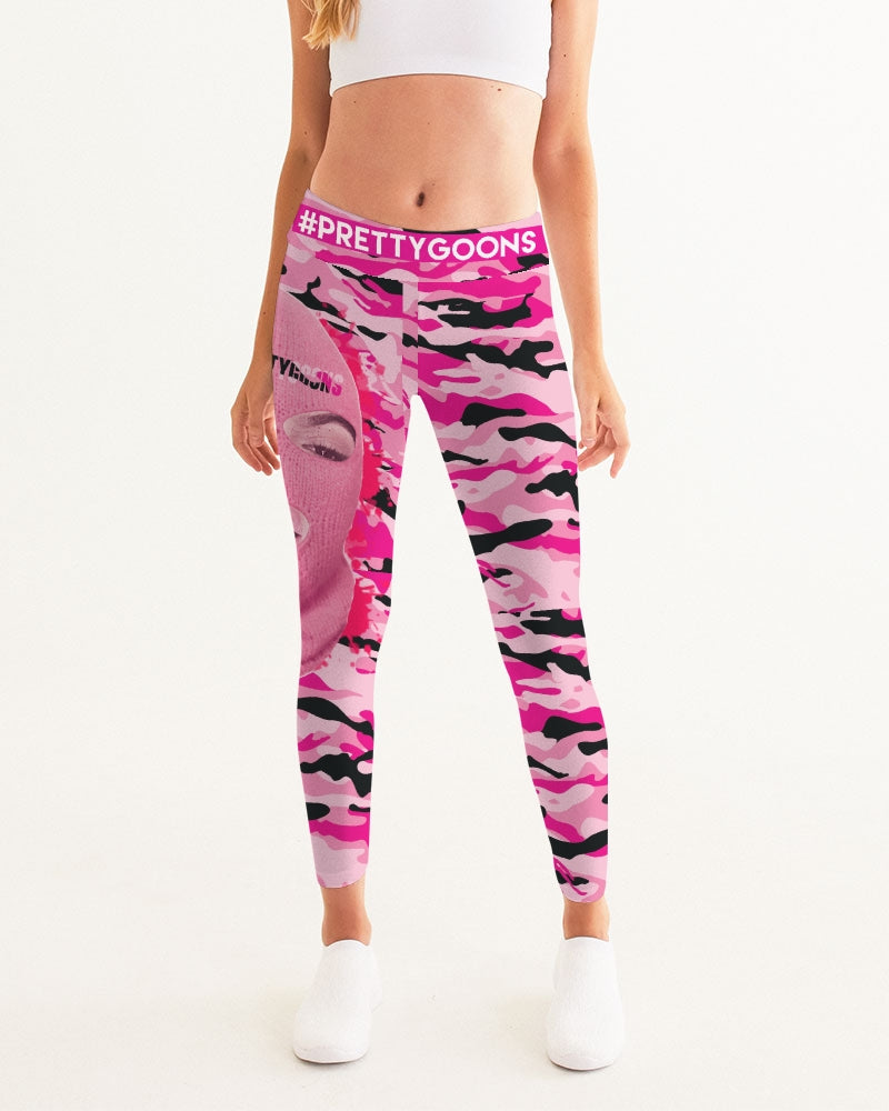 Pretty Goons Pink Camo Women's Yoga Pants