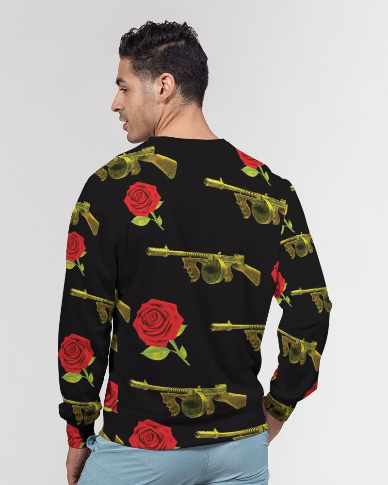 PG Guns & Roses Yellow rRed Men's Classic French Terry Crewneck Pullover
