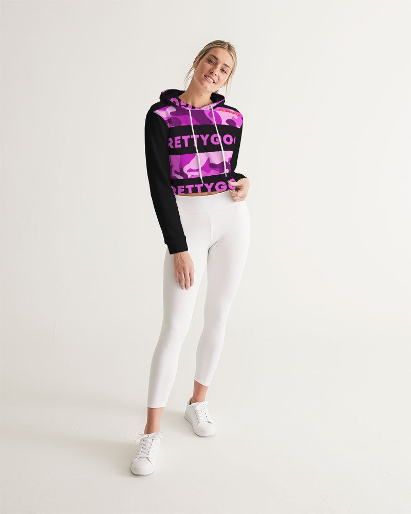 Pretty Goons Purple Camo Women's Cropped Hoodie