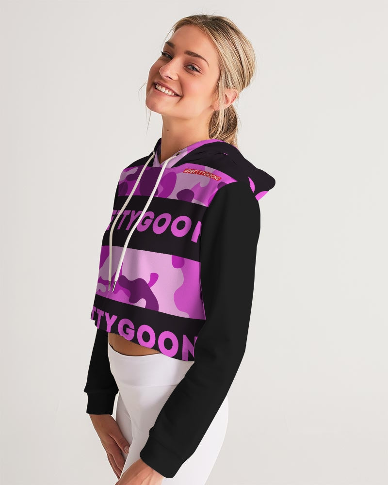 Pretty Goons Purple Camo Women's Cropped Hoodie