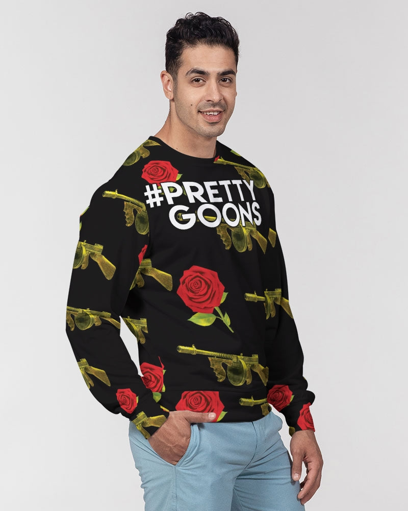 PG Guns & Roses Yellow rRed Men's Classic French Terry Crewneck Pullover