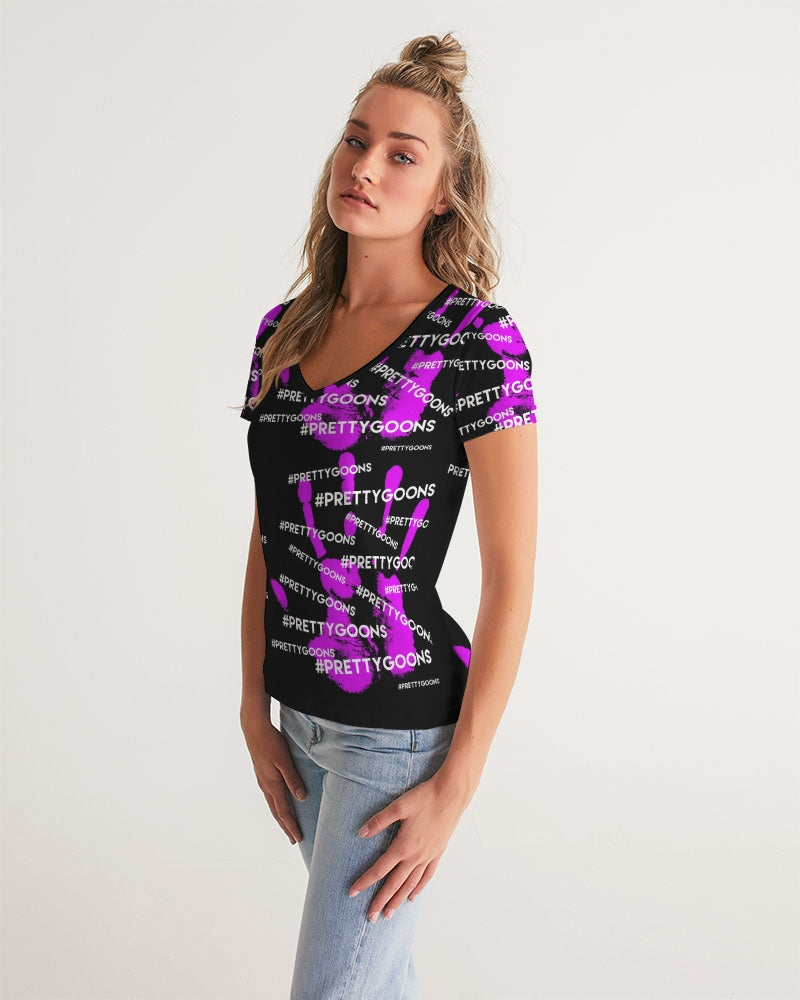 HIGH-FIVE-PURPLE Women's V-Neck Tee