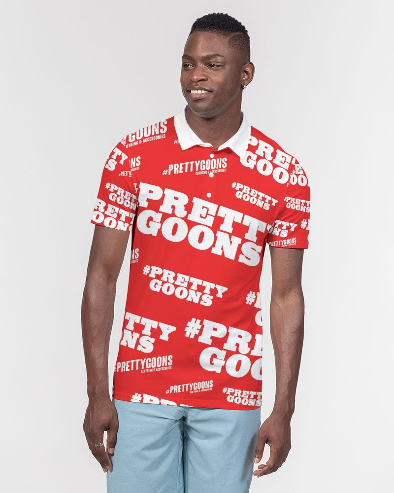 Pretty Goons Duped Red Men's Slim Fit Short Sleeve Polo