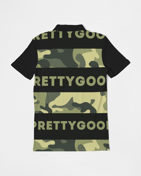 Pretty Goons GREEN Camo Men's Slim Fit Short Sleeve Polo