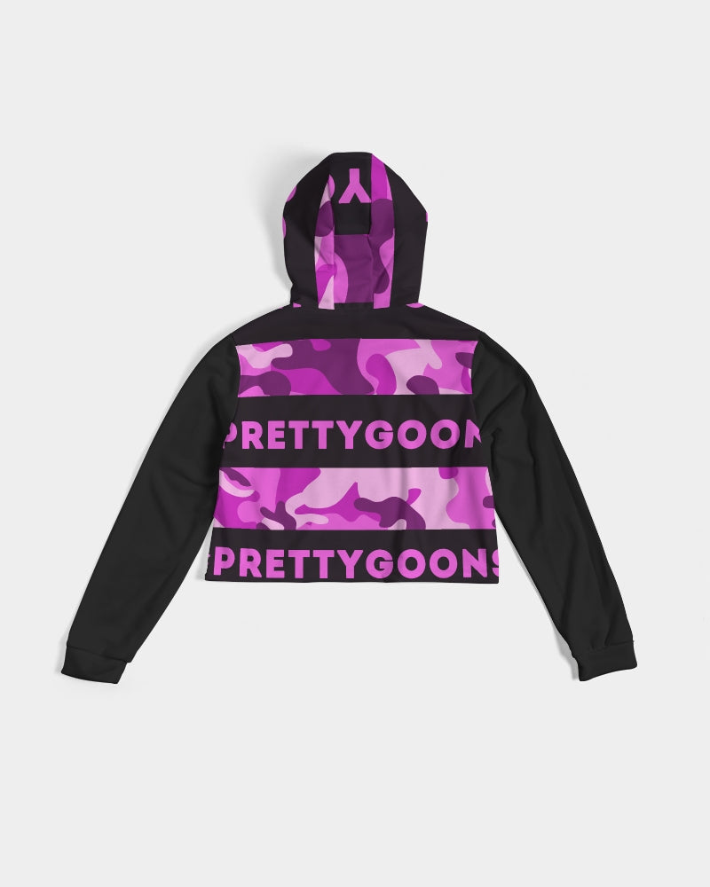 Pretty Goons Purple Camo Women's Cropped Hoodie