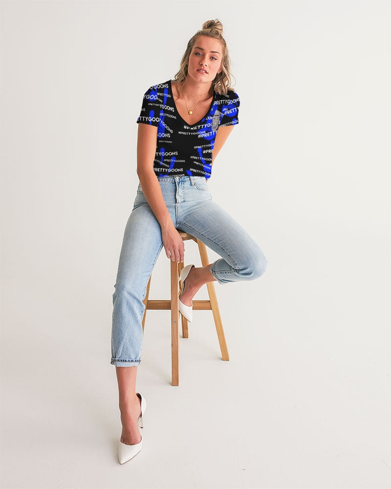 HIGH FIVE BLUE Women's V-Neck Tee