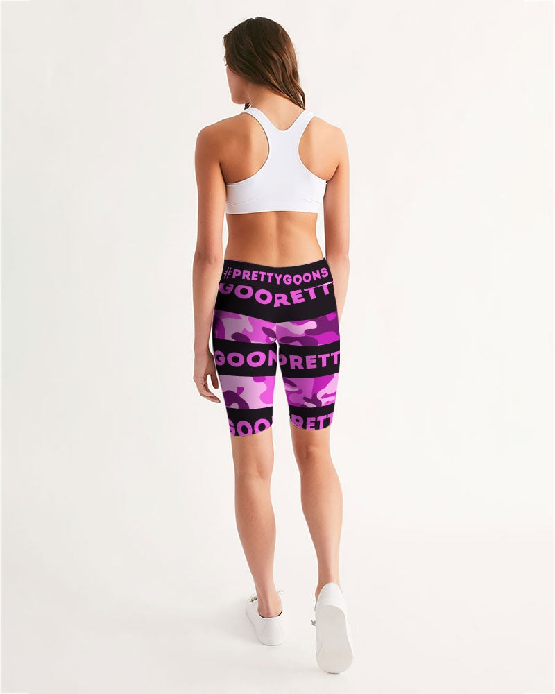 Pretty Goons Purple Camo Women's Mid-Rise Bike Shorts