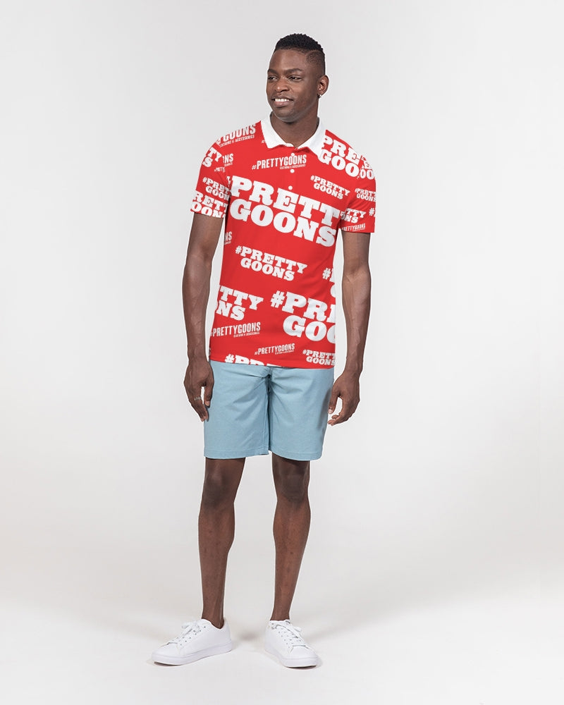 Pretty Goons Duped Red Men's Slim Fit Short Sleeve Polo