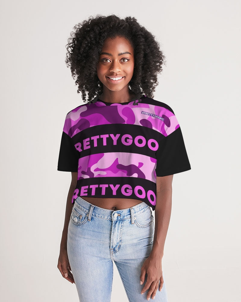 Pretty Goons Purple Camo Women's Lounge Cropped Tee