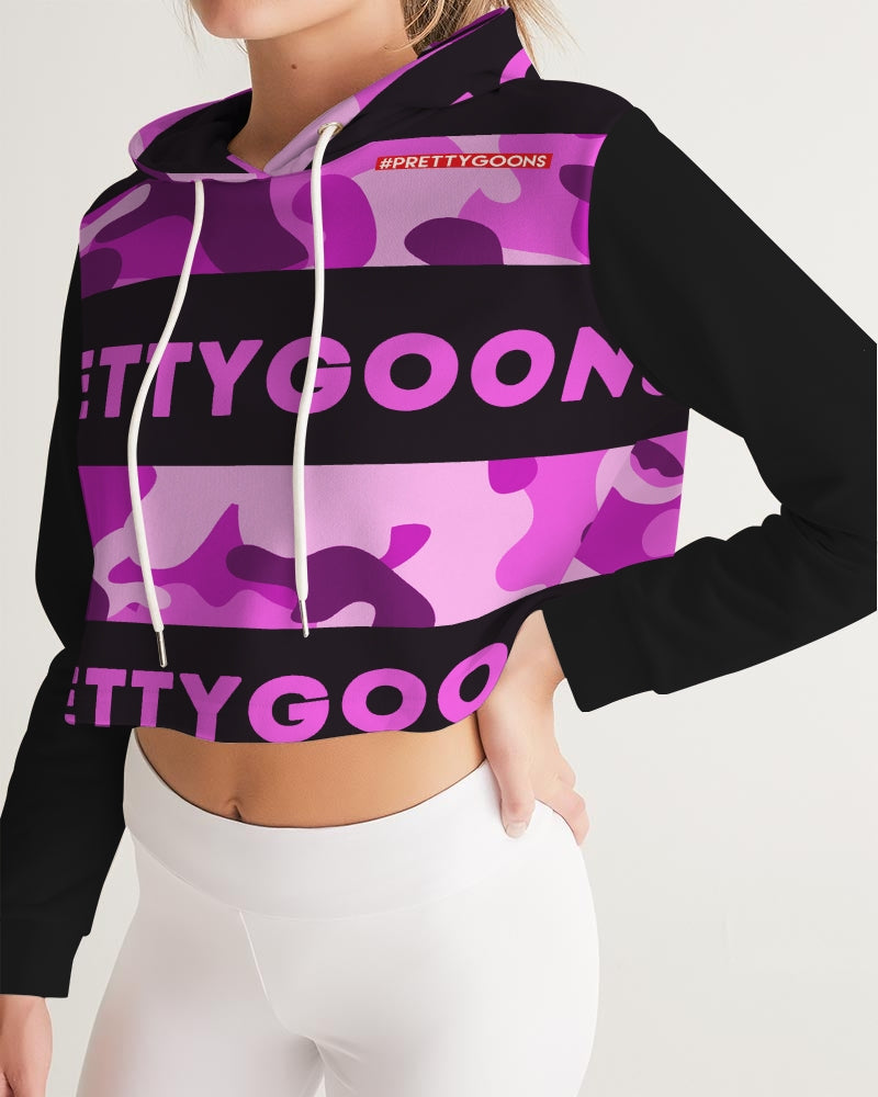 Pretty Goons Purple Camo Women's Cropped Hoodie