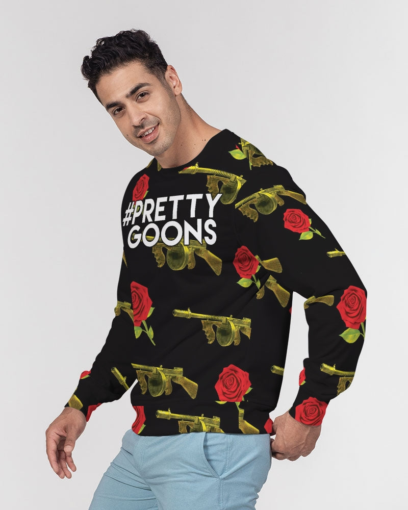 PG Guns & Roses Yellow rRed Men's Classic French Terry Crewneck Pullover