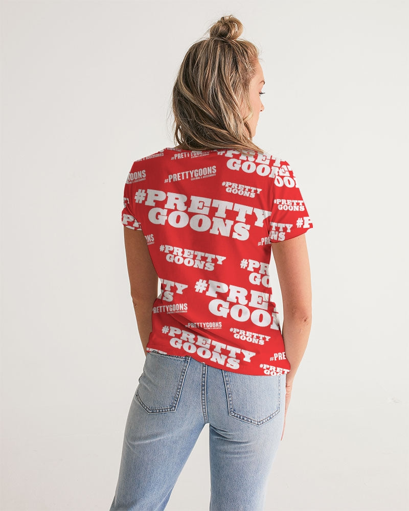 Pretty Goons Duped Red Women's V-Neck Tee